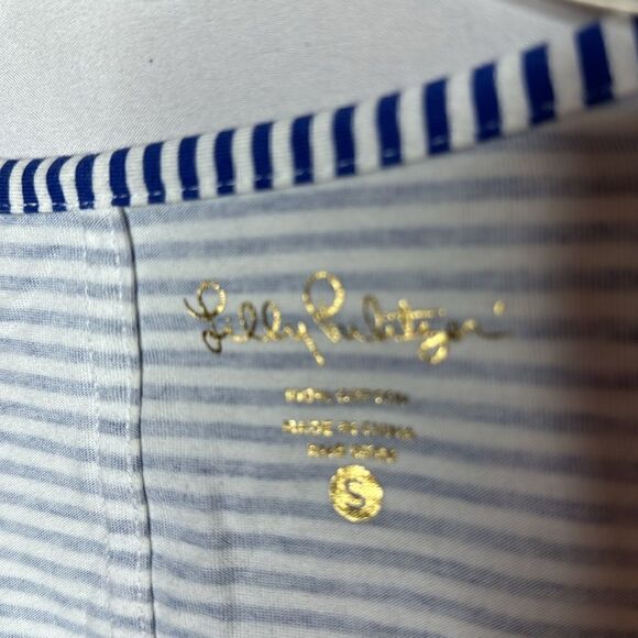 Lilly Pulitzer Beacon Navy Blue White Stripe Quarter Sleeve Mini Sleeve Dress. S - Picture 5 of 9